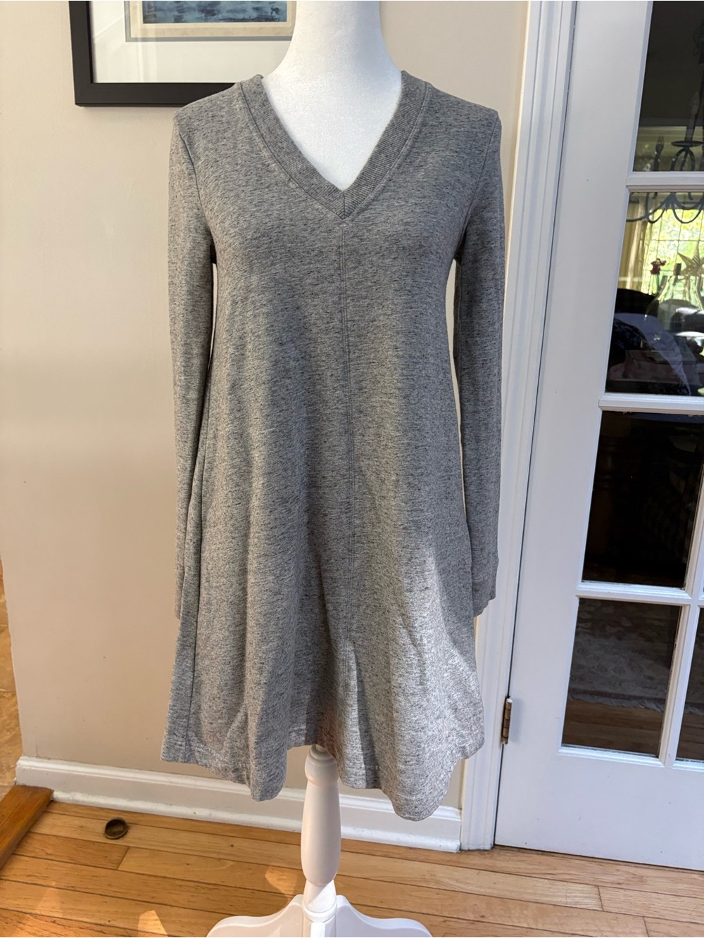 Lou & Grey Heather Gray V-Neck Swing Knit Dress